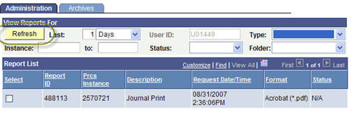 refresh the page to download the report